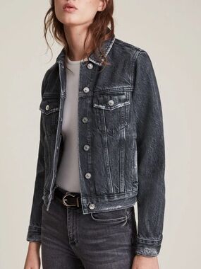 The Hay Jacket All Saints Black Washed Denim Jean Jacket